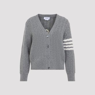 Thom Browne Anchor Intersia Cable Stitsh V Neck Cardigan