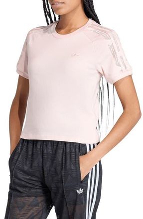adidas Originals Cali Lace Inset Cotton T-Shirt in Sandy Pink at Nordstrom, Size X-Large