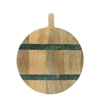 Foreside Home And Garden Cillian Dark Green Round Marble Serving Board in Brown at Nordstrom