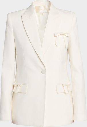 LoveShackFancy Shayne Wool-Blend Bow-Embellished Blazer