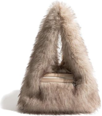 Generic Compatible For Faux Fur Winter Womens Handbags Underarm Bag Warm Purses Women Hand Bags Party Clutch(B)