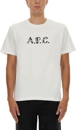 A.P.C. White Graphic Crew Neck T-Shirt