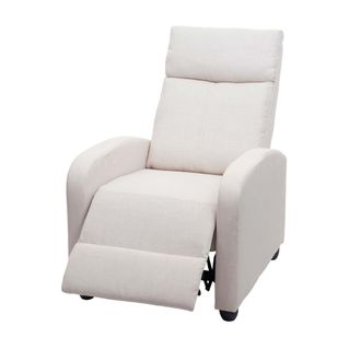Hhg Poltrona Relax Reclinabile Tv Hhg-461 Design Moderno 102x67x90cm Tessuto Avorio