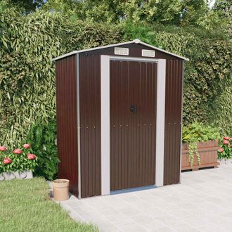 vidaXL Cobertizo Jard&iacute;n Acero Galvanizado Marr&oacute;n Oscuro 192x108x223 Cm Vidaxl
