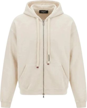 Dsquared2 Zip-through Sweatshirt - Heren - Vesten met rits - Beige - S - Hoodies & sweatvesten
