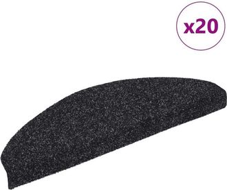 vidaXL Vidaxl - Felpudos Autoadhesivos Para Escaleras, 20 Unidades, 65 X 21 X 4 Cm, Negros, Semicirculares, Grandes