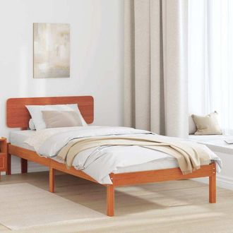 vidaXL Estructura De Cama Con Cabecera Marr&oacute;n Cera 90 X 200 Cm Vidaxl