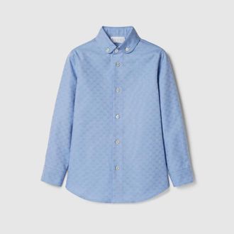 Gucci Kids - Oxford Cotton GG Shirt, Size 10 years, Blue
