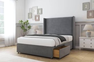 Sloomy Devonshire Coniston Divan Set 2 Drawers-54 Wingback in Dark Grey | Size: King