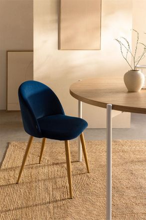 Sklum Sklum - Pack De 4 Sillas De Comedor En Terciopelo Kana Azul Marino