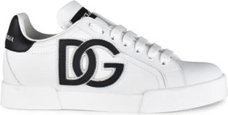 Dolce & Gabbana Portofino Low Top Sneakers - Dames - Sneakers - Wit - 40 EU - Leer - Schoenen