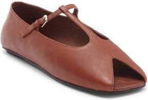 Jeffrey Campbell Keeneland T-Strap Peep Toe Flat in Cognac at Nordstrom Rack, Size 7.5