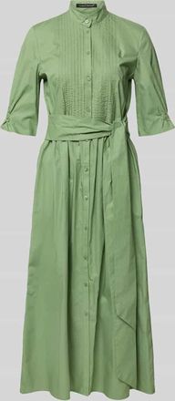 Luisa Cerano Luisa Cerano Midikleid mit Stehkragen und Bindeg&uuml;rtel in Gruen, Gr&ouml;&szlig;e 34