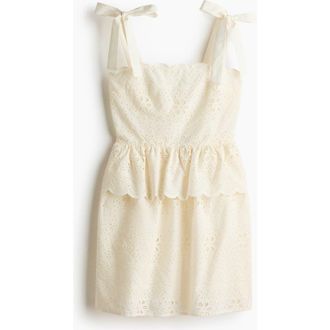 H&M Tie-strap Broderie Anglaise Dress in Cream at Nordstrom, Size Xx-Large