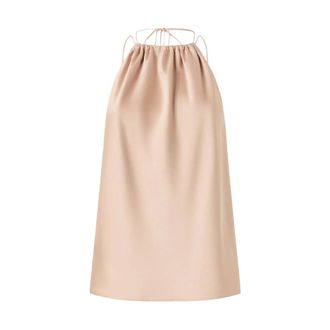 Pinko Pinko, Tops, Dames, Bruin, 2Xs, Polyester, Mouwvrije blouse met geplooide halslijn