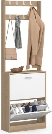 IDMarket Scarpiera Klark A 2 Ante Con Effetto Legno E Bianco