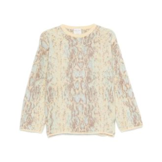 Forte_Forte Round-neck Knitwear, female, Yellow, Size: XS Yellow Snakeskin Crew Neck Sweater