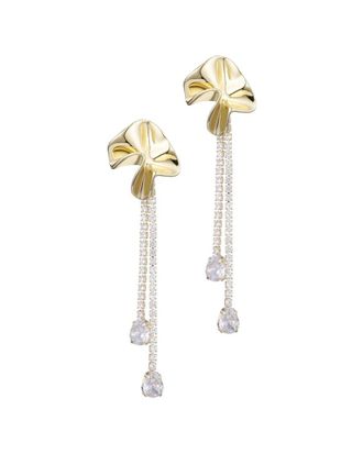 Adornia Adornia 14K Plated Crystal Flower Crystal Tennis Drop Earrings