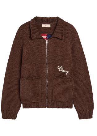 Cherry Los Angeles 1 Star Embroidered Cotton-knit Jacket - Brown - XL