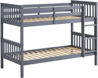 Home Discount Milan Single Wooden Bunk Bed with 2x Foam Mattresses, Grey