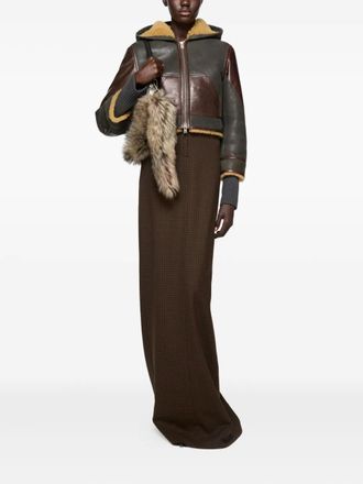 Acne Studios hooded leather jacket - women - Lamb Shearling/Buffalo Leather - 38 - Brown