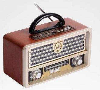 Trade Shop Trade Shop - Radio Portatile Musica Sveglia Design Retro Stile Usa Vintage Usb Fm/am Q-yx2022