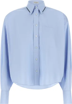 Brunello Cucinelli Blue Cotton Womens Blouse