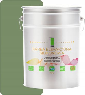 OEM Pintura De Silicona Para Fachadas, Verde Oliva, Tono Verde, 10 L