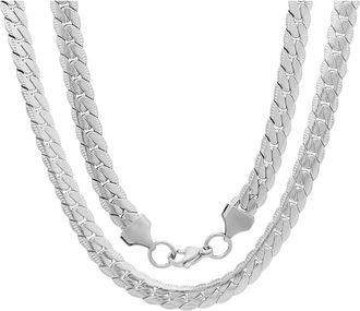 Steeltime Mens Flat Curb Chain Necklace in Silver at Nordstrom Rack