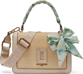 Karl Lagerfeld Simone Raffia+Scarf Satchel in Neutral at Nordstrom