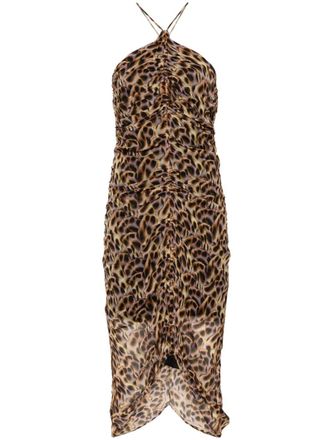 Isabel Marant Valdi midi-jurk met luipaardprint - Bruin