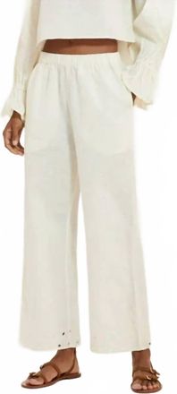 Something Navy Embroidered Wide Leg Pants In Ivory