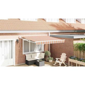 vidaXL Vidaxl - Toldo Retr&aacute;ctil Naranja, Gris, Azul Y Blanco 350 X 250 Cm Tela