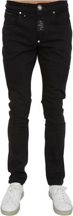 Philipp Plein Zwarte Slim Fit Katoenen Jeans - Heren - Slim Fit Jeans - Zwart - W34 - Katoen - Jeans