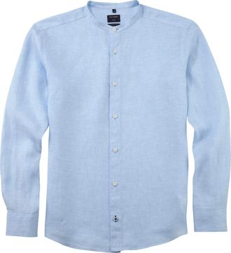 Olymp Leinenhemd OLYMP OLYMP Hemd Casual - Leinen, Herren, Gr. XXL, N-Gr, blau (hellblau), Web, Obermaterial: 100% Leinen, normal, Hemden Leinenhemd