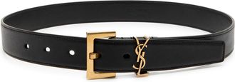 Saint Laurent Logo Leather Belt - Black - 85 (UK12/ M)