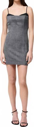 French Connection Owen Plaid Satin Peekaboo Dress In Charcoal Blk