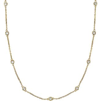 Allurez Natural Diamond Station Necklace Bezel-Set 14k in Yellow Gold at Nordstrom, Size 18