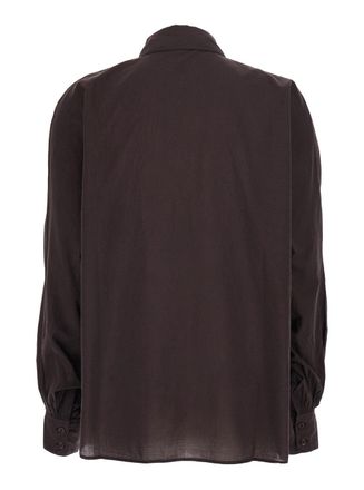 SoSUE Woven Cotton with Logo Embroidery Shirt - Brown