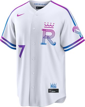 Nike Bobby Witt Jr. Kansas City Royals City Connect Nike Mens MLB Stadium Jersey in Blue | RE260H3ERO9-KQV