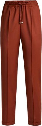 Kiton Wollen Trekkoordbroek - Dames - Slim Fit Broeken - Rood - L - Wol - Broeken