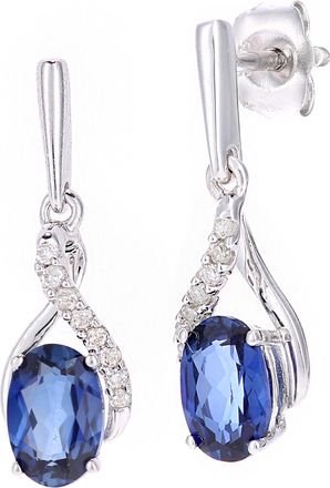 Diamant L'&eacute;ternel Womens 9ct White Gold 1.23ct Created Tanzanite and 0.06ct Diamond Earrings - One Size