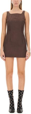 Marine Serre Brown Square Neck Mini Dress
