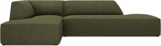 MICADONI Sofá esquinero izquierdo 4 plazas de pana verde