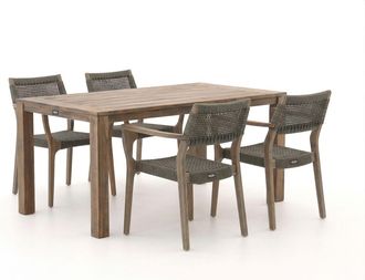 Rough Country Rustic Furniture ROUGH-L Rope/ROUGH-S 160cm dining tuinset 5-delig stapelbaar