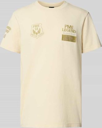 PME Legend T-Shirt mit Logo- und Motiv-Stitchings Modell ON in Offwhite, Größe XL
