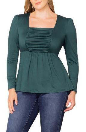 Kiyonna Rylan Ruched Knit Top in Hunter Green at Nordstrom, Size 1X