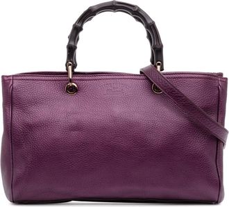 Gucci Pre-owned Gucci Medium Calfskin Bamboo Shopper Satchel 323660 520981