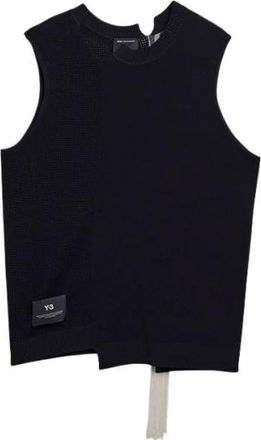 Yohji Yamamoto Tops, Heren, Zwart, L, Mouwloze Tops