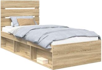 vidaXL Bed Frame with Headboard Sonoma Oak 90 x 200 cm Solid Pine Wood vidaXL